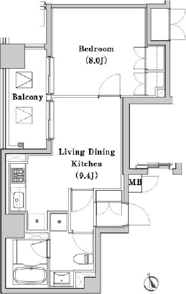 ブリリアイスト銀座東(1LDK/12階)の間取り写真
