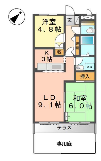 TMコーポ(2LDK/1階)の間取り写真