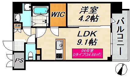 SDグランツ神戸PENINSULA(1LDK/10階)の間取り写真