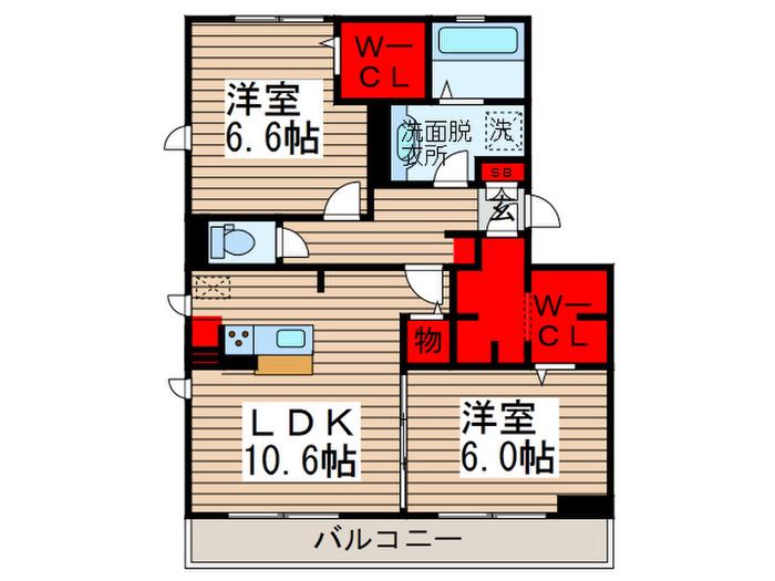 バリスサイト B(2LDK/1階)の間取り写真