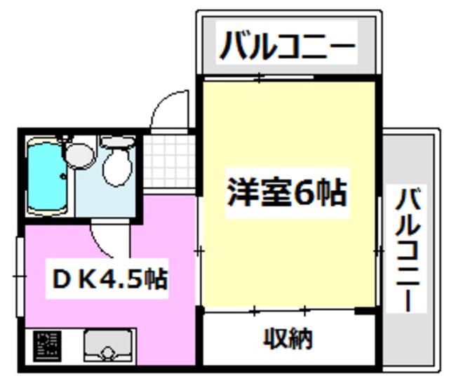 山崎第9マンション(1DK/3階)の間取り写真
