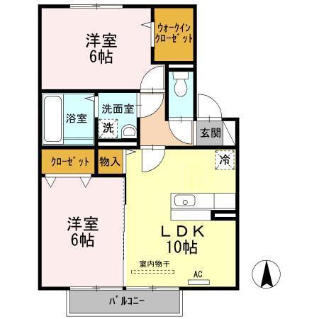 アルバトロス(2LDK/1階)の間取り写真