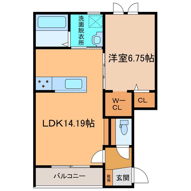 BLANC 934B(1LDK/2階)の間取り写真
