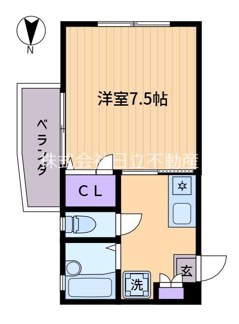 パインテイル(1K/1階)の間取り写真