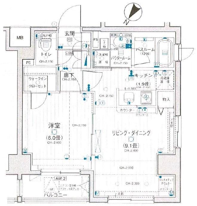 日神パレステージ巣鴨(1LDK/7階)の間取り写真