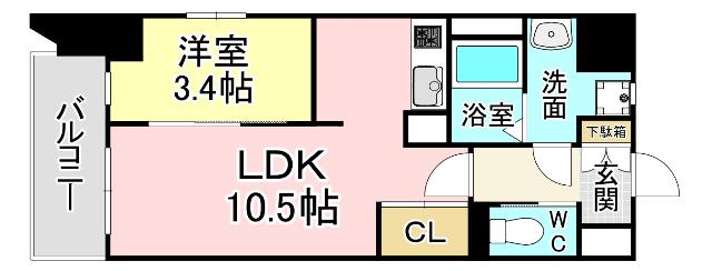 G-APARTMENT開(1LDK/2階)の間取り写真