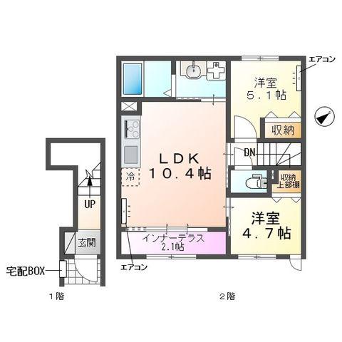 ソラーナ(2LDK/2階)の間取り写真