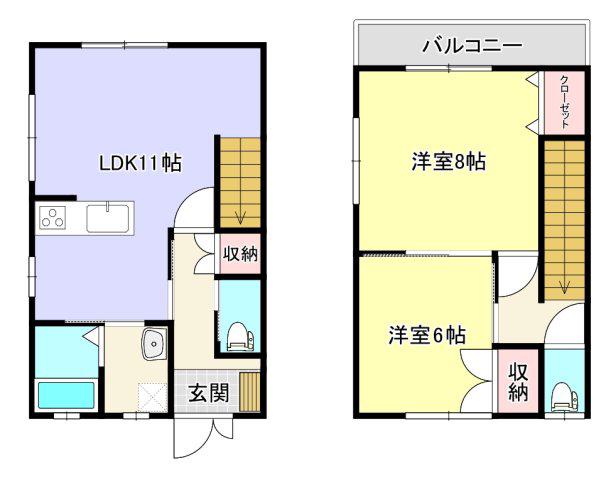 ファミール前原A(2LDK/1階)の間取り写真