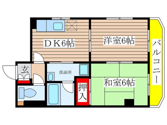 サンシャイン滝子(2DK/4階)の間取り写真
