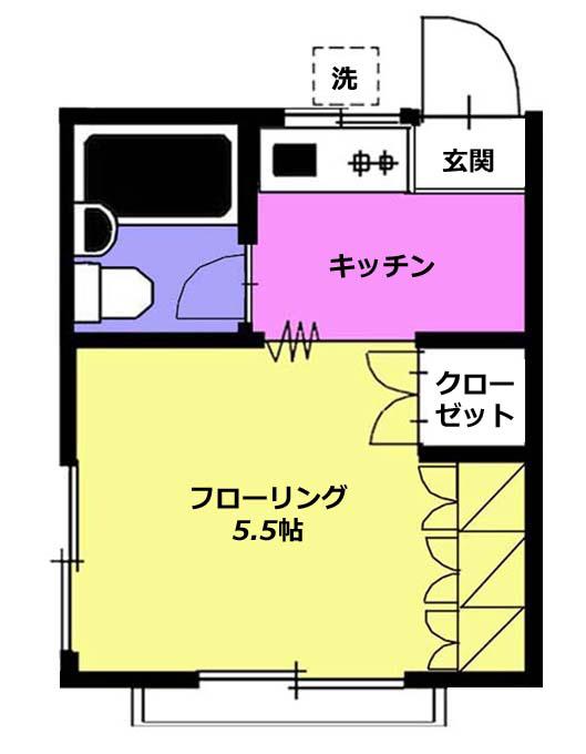 パステルハイム(1K/2階)の間取り写真