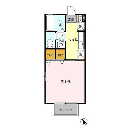 ピエールプセ(1K/2階)の間取り写真