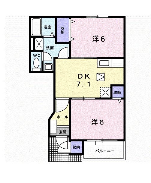 グレースフル(2DK/1階)の間取り写真