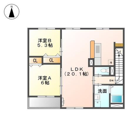 ハル・カリーノ(2LDK/2階)の間取り写真