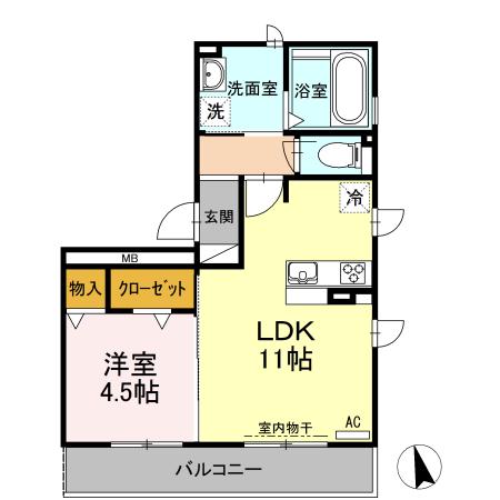 プランドール華陽(1LDK/2階)の間取り写真