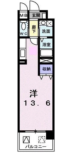 プリムローズ(ワンルーム/6階)の間取り写真