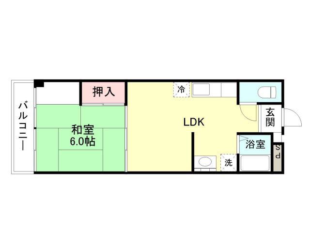 コーポ山美(1LDK/2階)の間取り写真