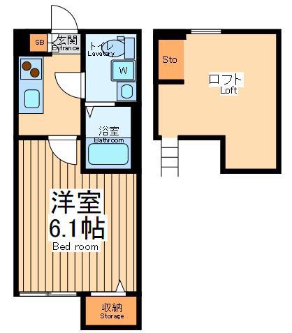 ブレス相模大野(1K/1階)の間取り写真