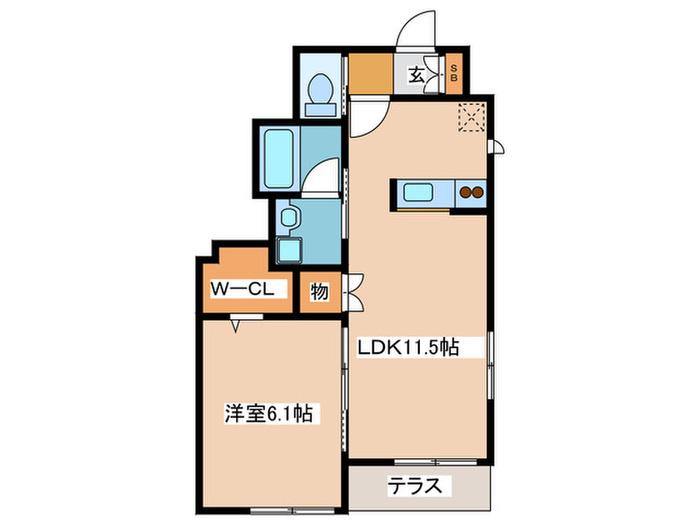 CIAO境南II(1LDK/1階)の間取り写真
