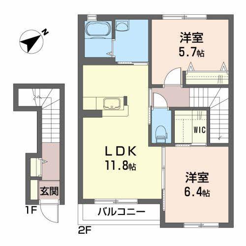 サンライズコート(2LDK/2階)の間取り写真