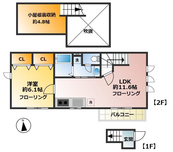 ベルフレール(1LDK/2階)の間取り写真