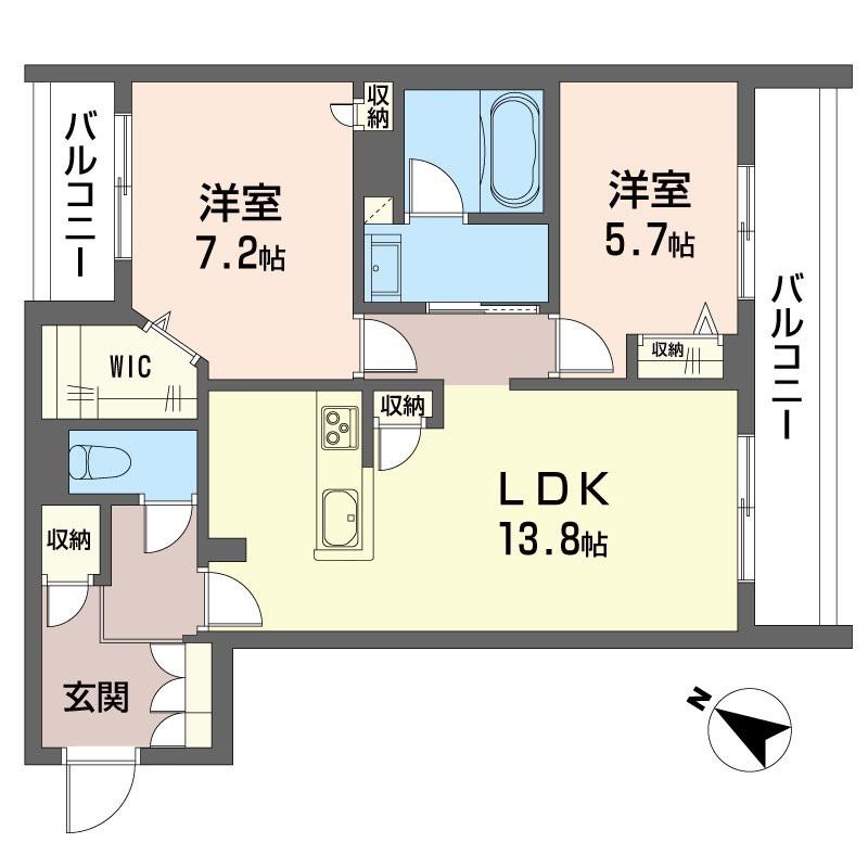 ピアチェーレ(2LDK/2階)の間取り写真