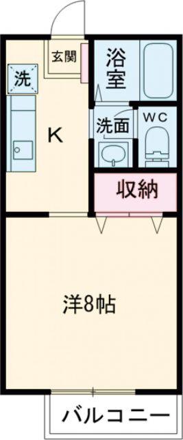 ハイツヴィラヴェルデ(1K/2階)の間取り写真