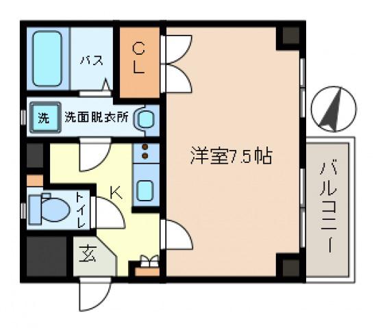 金町ヒルズB(1K/3階)の間取り写真