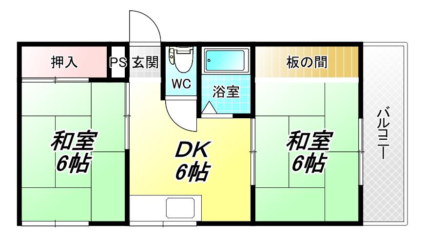 プレアール竹渕東(2DK/2階)の間取り写真