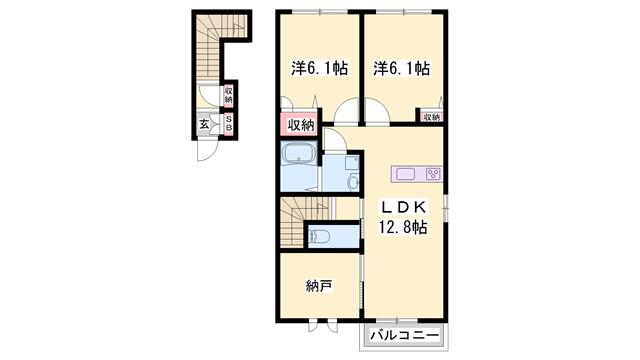 メゾン ド ショコラ 大久保(2LDK/2階)の間取り写真