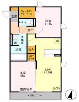 ボヌール四季Ⅰ(2LDK/2階)の間取り写真