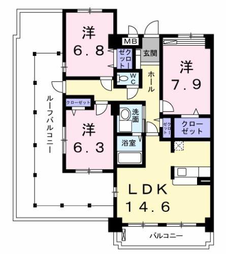 サンリットパインニードル(3LDK/6階)の間取り写真