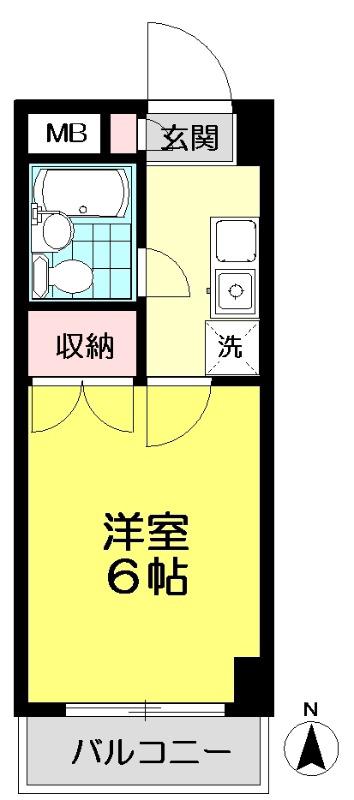 レグルス(1K/2階)の間取り写真