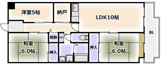 あべのベルタ(3LDK/7階)の間取り写真