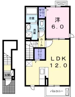 イエローストーン(1LDK/2階)の間取り写真