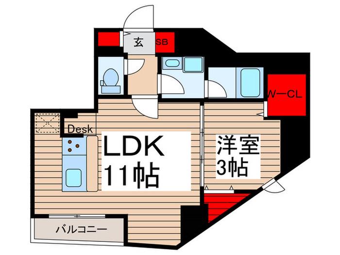 LOG入谷(1LDK/12階)の間取り写真
