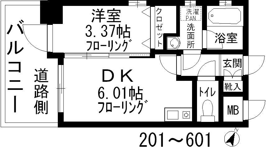 ヴィーブル天神南(1DK/5階)の間取り写真