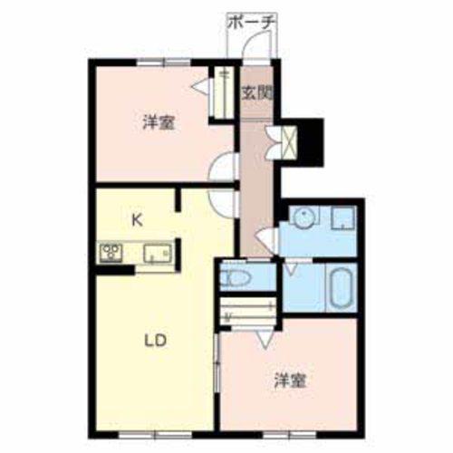 シャーメゾン宝殿(2LDK/1階)の間取り写真