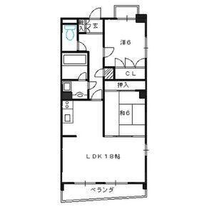 リーベンイセヤマ(2LDK/6階)の間取り写真