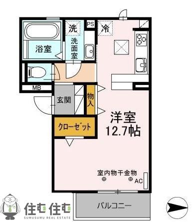 D-ROOM錦(ワンルーム/1階)の間取り写真