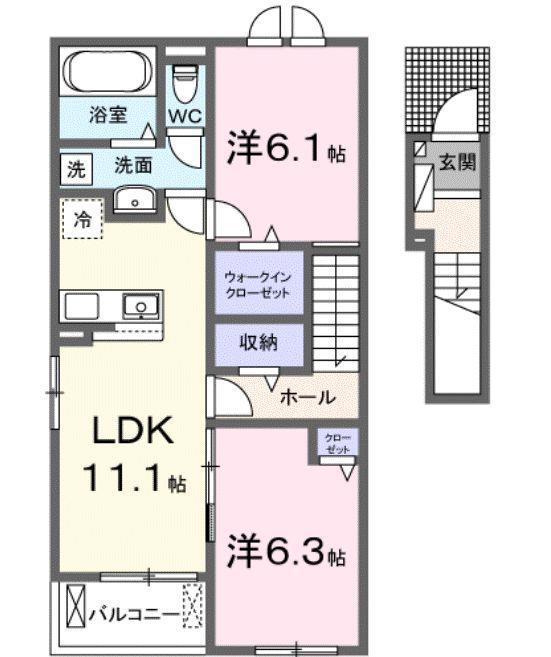 R.N.P レジデンスW II(2LDK/2階)の間取り写真