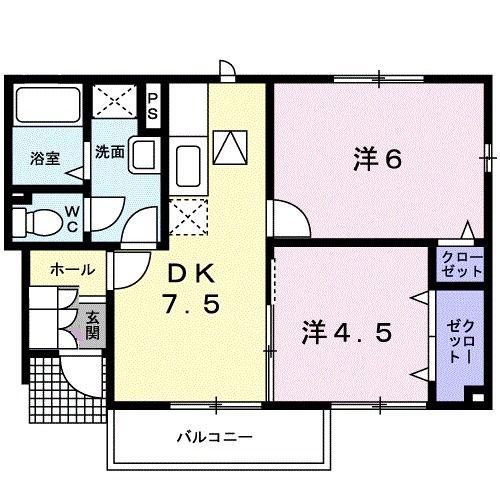 ピュアメゾン(2DK/1階)の間取り写真