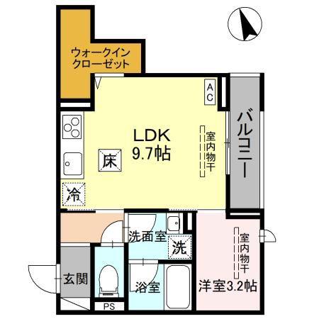 TORISIAS三峯(1LDK/1階)の間取り写真