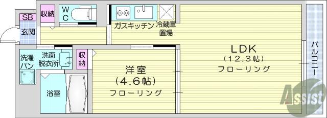 エトワール M(1LDK/5階)の間取り写真