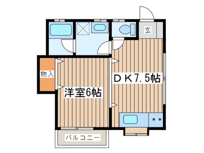 不動ハイツ(1DK/2階)の間取り写真