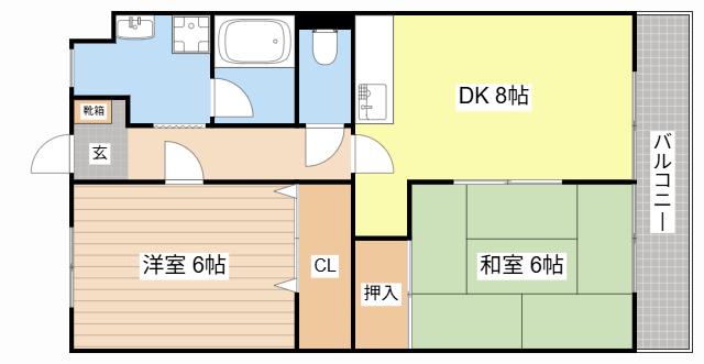 グランパレスドリーム(2DK/4階)の間取り写真