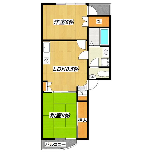 フォクシーすずきI(2LDK/4階)の間取り写真