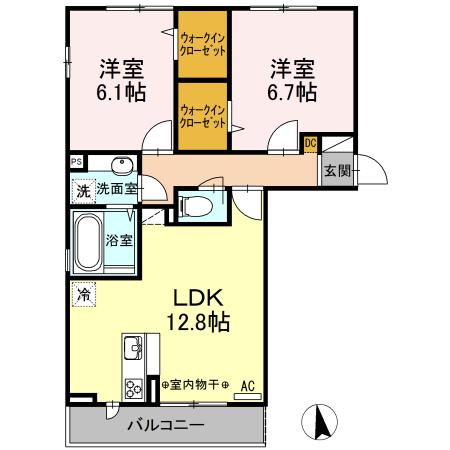 ウインドワード(2LDK/2階)の間取り写真