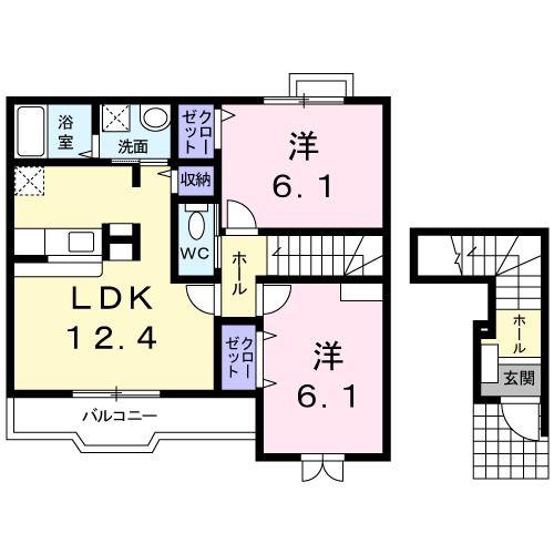 スカイプラス T(2LDK/2階)の間取り写真