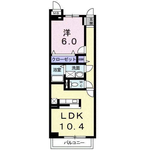 DONDAハイツ(1LDK/2階)の間取り写真