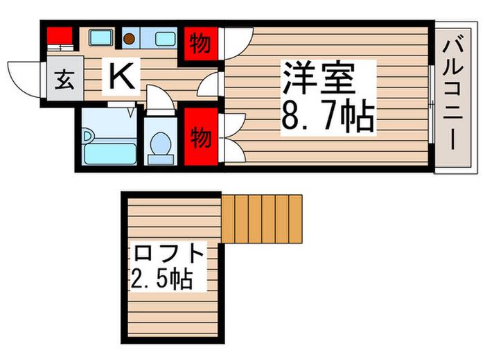 名都借バディハイツ(1K/2階)の間取り写真